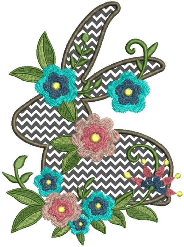 Spring Bunny With Flowers Applique Machine Embroidery Design Digitized ...