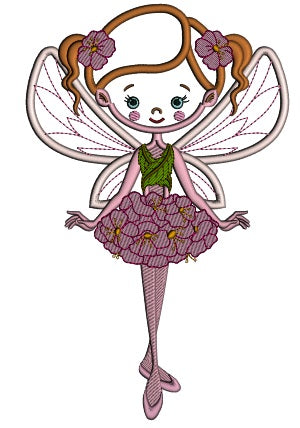Spring Fairy Ballerina Applique Machine Embroidery Design Digitized Pattern