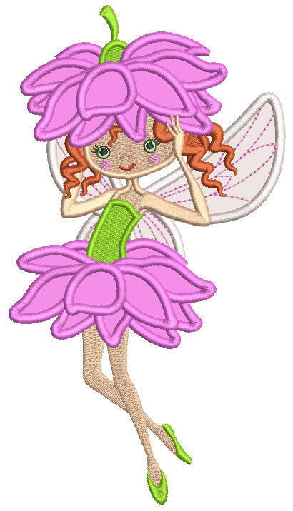 Spring Fairy With Pretty wings Applique Machine Embroidery Design Digitized Pattern