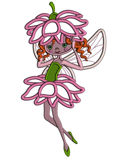 Spring Fairy With Pretty wings Applique Machine Embroidery Design Digitized Pattern