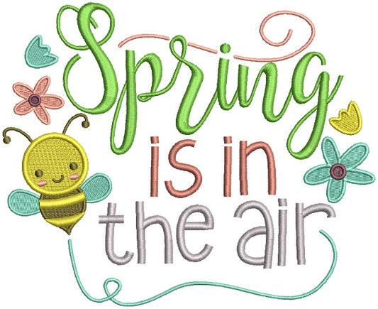 Spring Is In The Air Cute Bee Filled Machine Embroidery Design Digitized Pattern