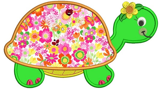 Spring Turtle Full Applique Machine Embroidery Design Digitized Pattern