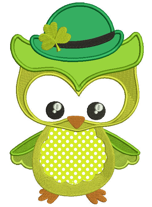 St Patrick's Day Owl Irish Applique Machine Embroidery Design Digitized Pattern