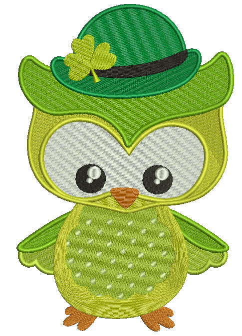 St Patrick's Day Owl Irish Filled Machine Embroidery Design Digitized Pattern