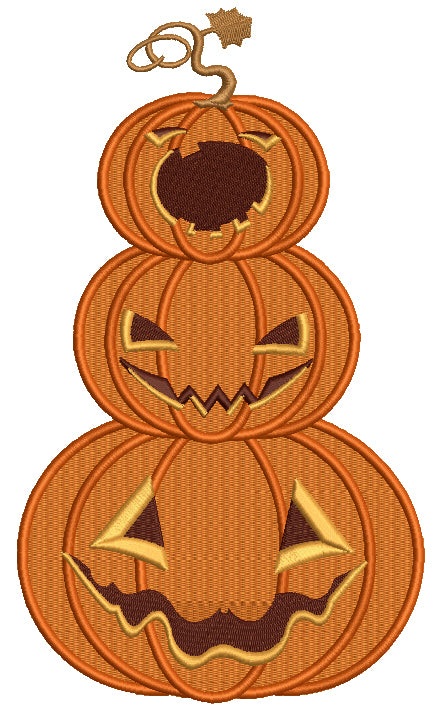 Stacked Pumpkins Halloween Filled Machine Embroidery Design Digitized Pattern