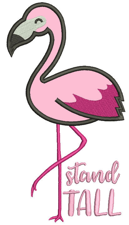 Stand Tall Flamingo Applique Machine Embroidery Design Digitized Pattern