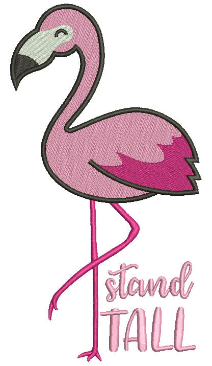 Stand Tall Flamingo Filled Machine Embroidery Design Digitized Pattern