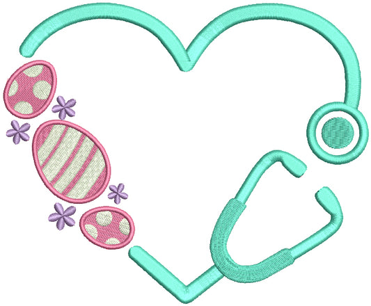 Stethoscope Nurse or a Doctor Easter Eggs Filled Machine Embroidery Design Digitized Pattern