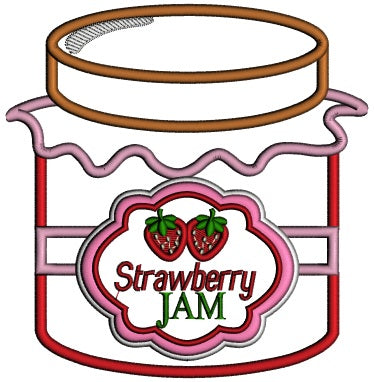 Strawberry Jam Mason Jar Food Applique Machine Embroidery Design Digitized Pattern