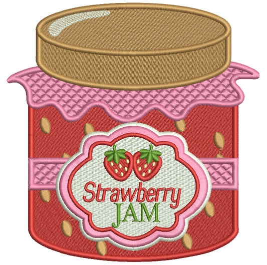 Strawberry Jam Mason Jar Food Filled Machine Embroidery Design Digitized Pattern
