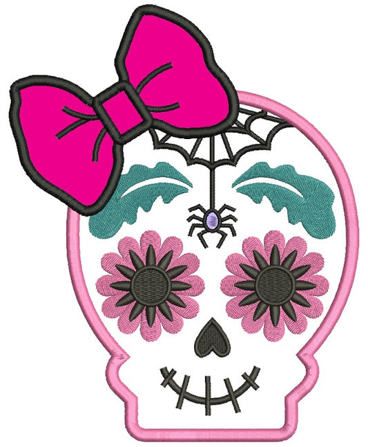 Sugar Skull With a Spider Day of the Dead Dia de los Muertos Applique Machine Embroidery Design Digitized Pattern