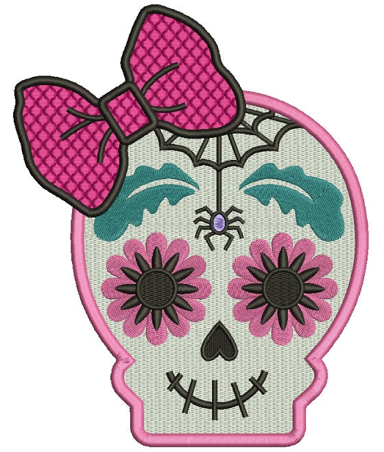 Sugar Skull With a Spider Day of the Dead Dia de los Muertos Filled Machine Embroidery Design Digitized Pattern
