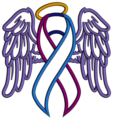 Suicide Awareness Ribbon With Wings Applique Machine Embroidery Design Digitized Pattern