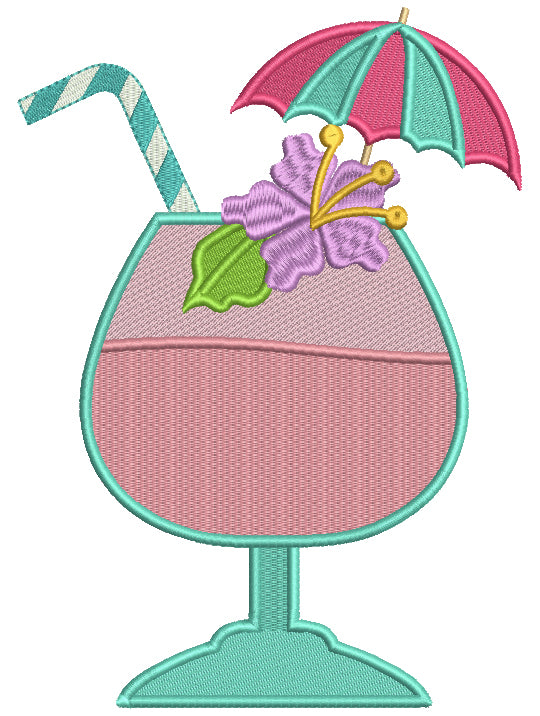 Summer Drink With an Umbrella Filled Machine Embroidery Design Digitized Pattern