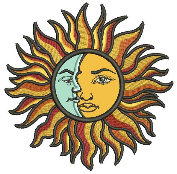 Sun And The Moon Applique Machine Embroidery Design Digitized Pattern