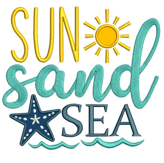 Sun Sand And Sea Applique Machine Embroidery Design Digitized Pattern