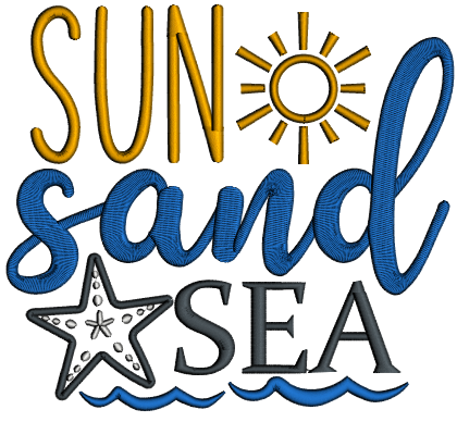 Sun Sand And Sea Applique Machine Embroidery Design Digitized Pattern