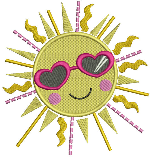 Sun So Bright You Got to Wear Shades Filled Machine Embroidery Design Digitized Pattern