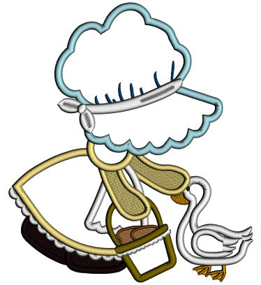 Sunbonnet Doll With a Goose Applique Machine Embroidery Design Digitized
