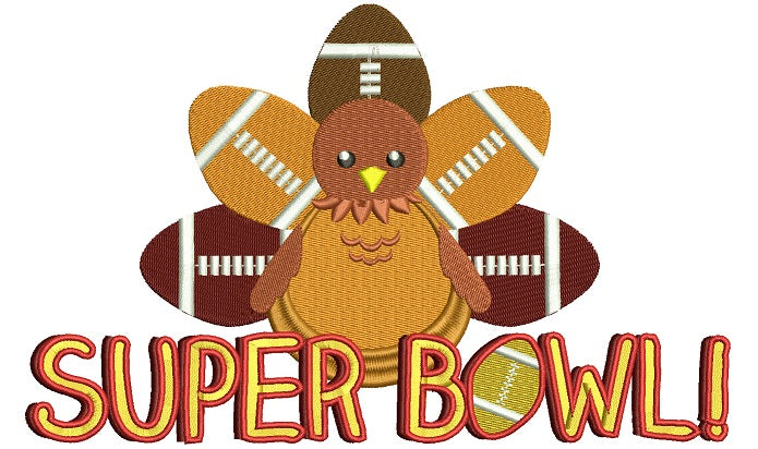 Super Bowl Turkey Filled Machine Embroidery Design Digitized Pattern