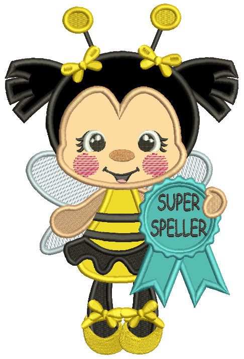 Super Speller Bee School Applique Machine Embroidery Design Digitized Pattern