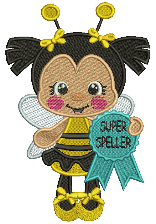 Super Speller Bee School Filled Machine Embroidery Design Digitized Pattern