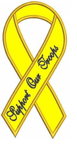 Support Our Troops Yellow Ribbon Applique Machine Embroidery Digitized Pattern - Instant Download 4x4 , 5x7, 6x10 hoops