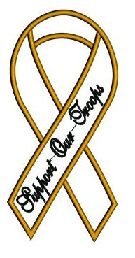Support Our Troops Yellow Ribbon Applique Machine Embroidery Digitized Pattern - Instant Download 4x4 , 5x7, 6x10 hoops