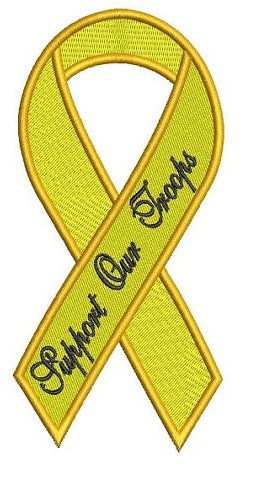 Support Our Troops Yellow Ribbon Machine Embroidery Digitized Filled Pattern - Instant Download 4x4 , 5x7, 6x10 hoops