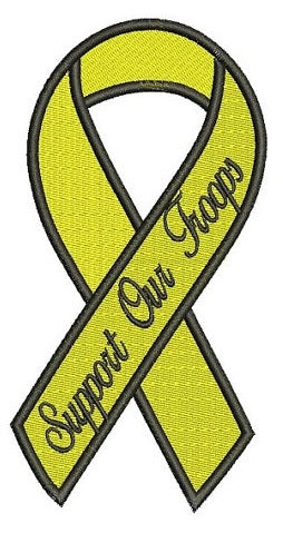 Support Our Troops Yellow Ribbon With Black Outline Filled Machine Embroidery Digitized Pattern - Instant Download 4x4 , 5x7, 6x10 hoops