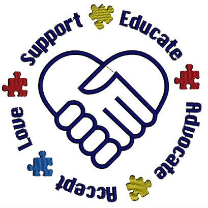 Support, Educate, Advocate, Accept, Love Autism Awareness Applique Machine Embroidery Digitized Design Pattern - Instant Download