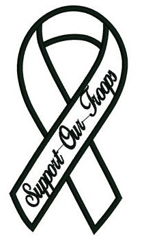 Support Our Troops Yellow Ribbon With Black Outline Applique Machine Embroidery Digitized Pattern - Instant Download 4x4 , 5x7, 6x10 hoops