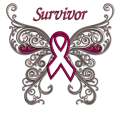 Survivor Breast Cancer Applique Butterfly with Wings Machine Embroidery Digitized Design Pattern