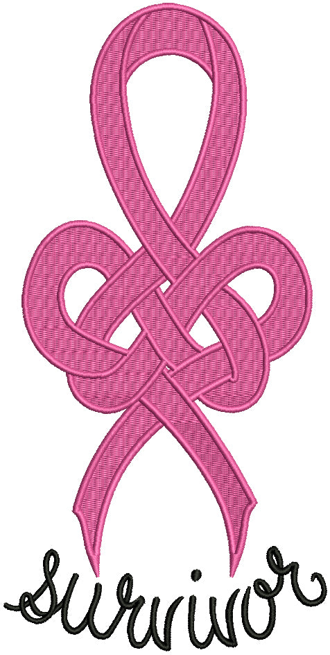 Survivor Breast Cancer Awareness Knotted Ribbon Filled Machine Embroidery Design Digitized Pattern