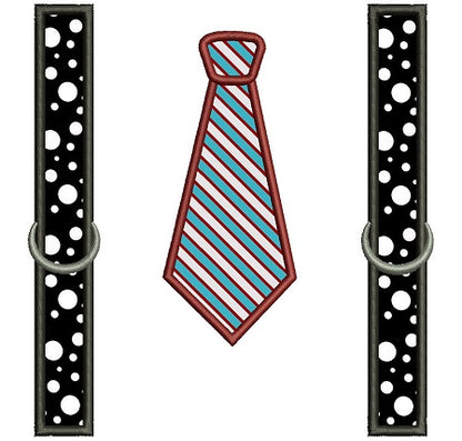 Suspenders with Tie Applique Machine Embroidery Digitized Design Pattern