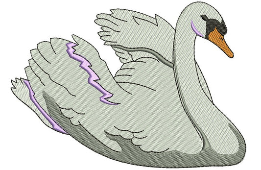 Swan Filled Machine Embroidery Digitized Design Pattern