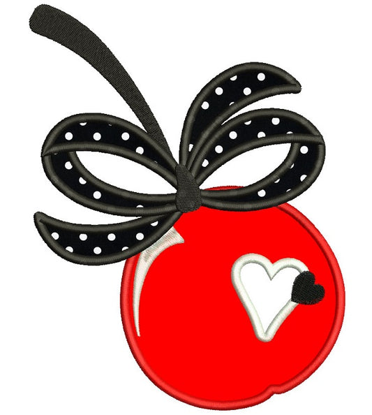 Sweet Apple With Heart Applique Machine Embroidery Design Digitized Pattern