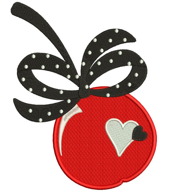 Sweet Apple With Heart Filled Machine Embroidery Design Digitized Pattern