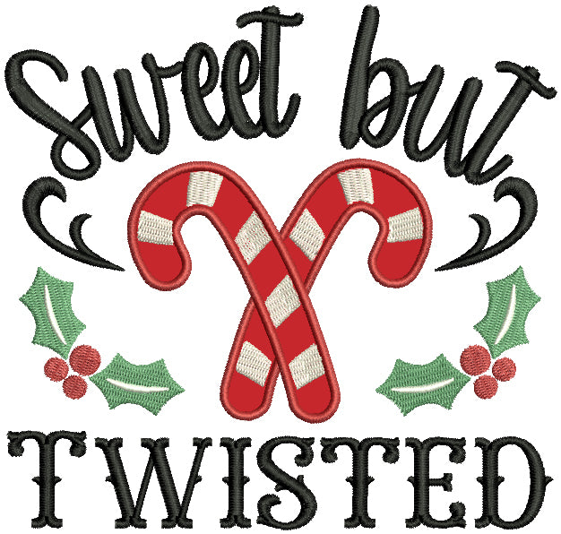 Sweet But Twisted Candy Cane Christmas Applique Machine Embroidery Design Digitized Pattern