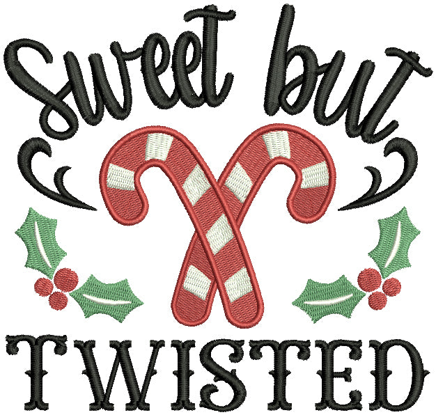 Sweet But Twisted Candy Cane Christmas Filled Machine Embroidery Design Digitized Pattern