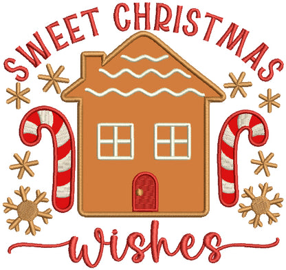 Sweet Christmas Wishes Gingerbread House Christmas Applique Machine Embroidery Design Digitized Pattern