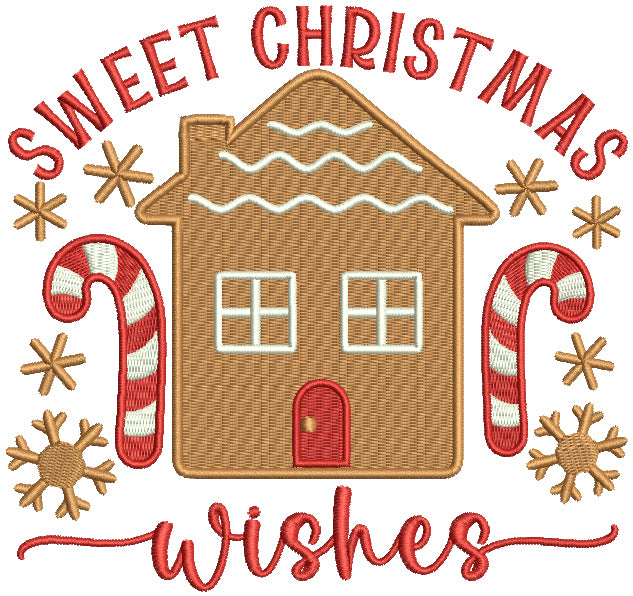 Sweet Christmas Wishes Gingerbread House Christmas Filled Machine Embroidery Design Digitized Pattern