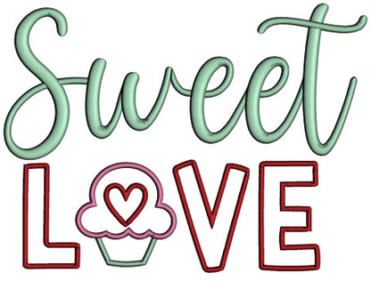 Sweet Love Cupcake Valentine's Day Applique Machine Embroidery Design Digitized Pattern