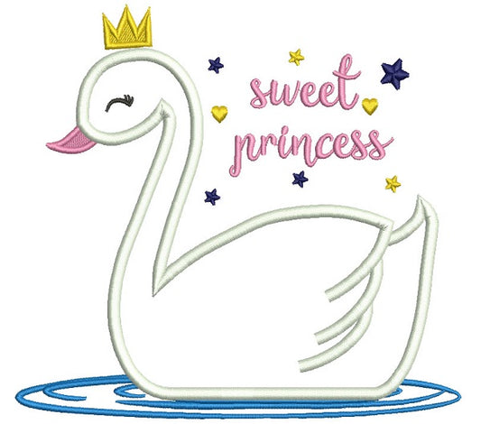 Sweet Princess Swan Applique Machine Embroidery Design Digitized Pattern
