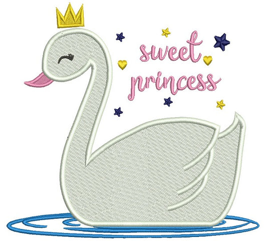 Sweet Princess Swan Filled Machine Embroidery Design Digitized Pattern