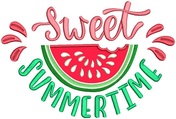 Sweet Summertime Watermelon Applique Machine Embroidery Design Digitized Pattern