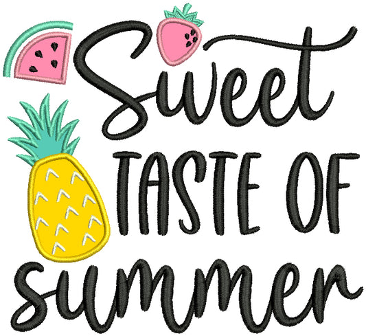Sweet Taste Of Summer Pineapple Applique Machine Embroidery Design Digitized Pattern