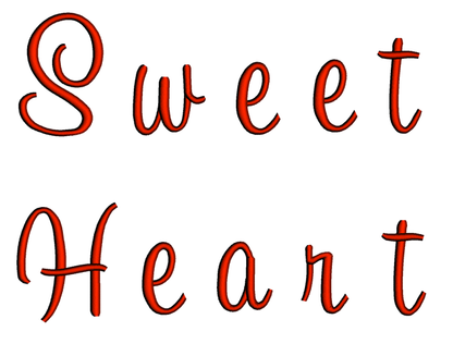 Sweetheart Font Machine Embroidery Script Upper and Lower Case 1 2 3 inches
