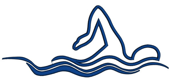 Swimmer and big waves Applique Machine Embroidery Digitized Design Pattern