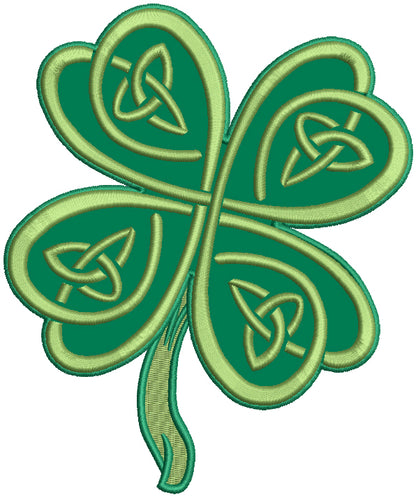 Tall Ornamental Shamrock St. Patrick's Day Applique Machine Embroidery Design Digitized Pattern